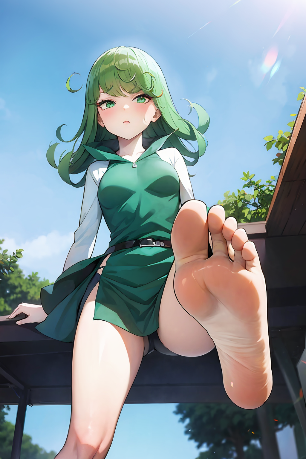 08623-617069724-1girl, foot up,     _outdoors,   tatsumaki, green hair,.png